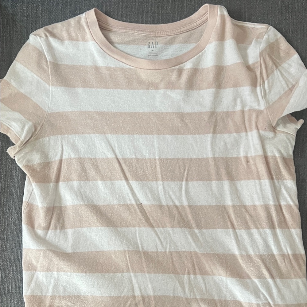 GAP Beige and White Striped Tee